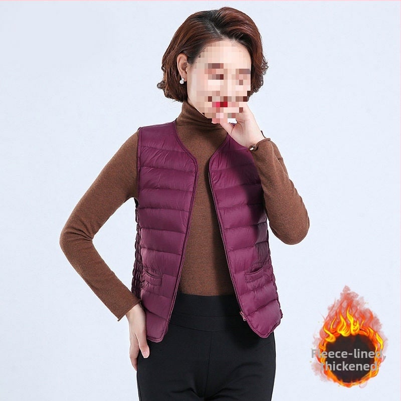 Къс женски жилет с V-образно деколте, подплата от флийс и вълнен пълнеж, еднокнопково закопчаване, А-образна кройка, Пролет 2025