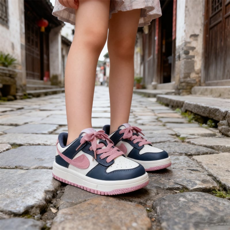 Dječje tenisice s tankom potplatom, koreanskog stila, unisex, Velcro zatvarač, gumena potplata, gornji dio od mikrovlaknast kože, mrežasta podstava