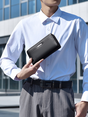 Muška clutch torba - pravo kožno, prva sloj kože, poslovni stil za putovanja, jednobojna