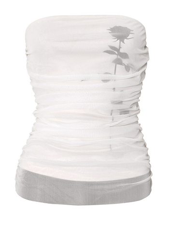 Tube топ без презрамки, Slim Fit, флорална мрежеста материя