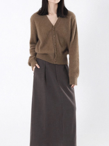 V-izrez kardigan od vune, udoban kroj, dugi rukavi, pleteni