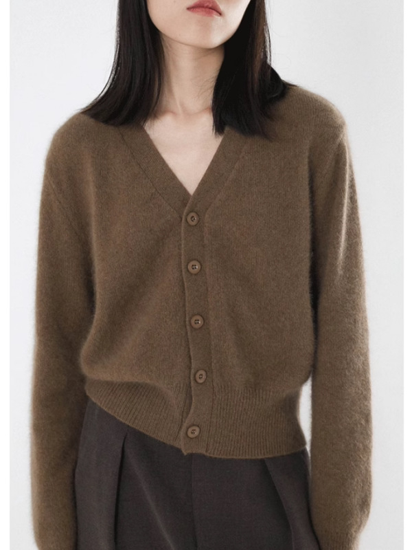 V-izrez kardigan od vune, udoban kroj, dugi rukavi, pleteni