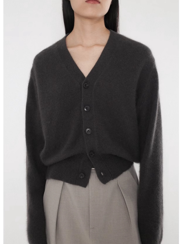 V-izrez kardigan od vune, udoban kroj, dugi rukavi, pleteni