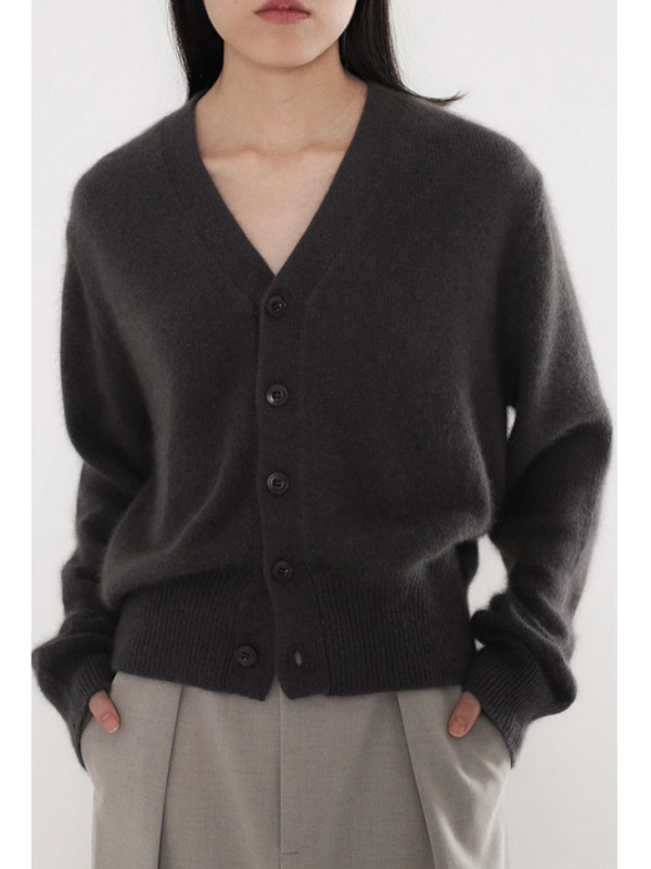 V-izrez kardigan od vune, udoban kroj, dugi rukavi, pleteni