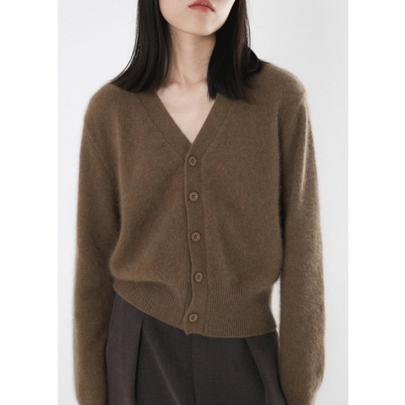 V-izrez kardigan od vune, udoban kroj, dugi rukavi, pleteni