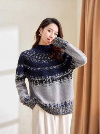 Džemper s kapuljom i 3D žakard uzorkom, debeli pleteni kroj, široka silueta, dugi rukavi