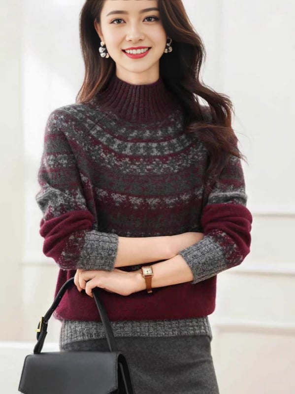 Džemper s kapuljom i 3D žakard uzorkom, debeli pleteni kroj, široka silueta, dugi rukavi