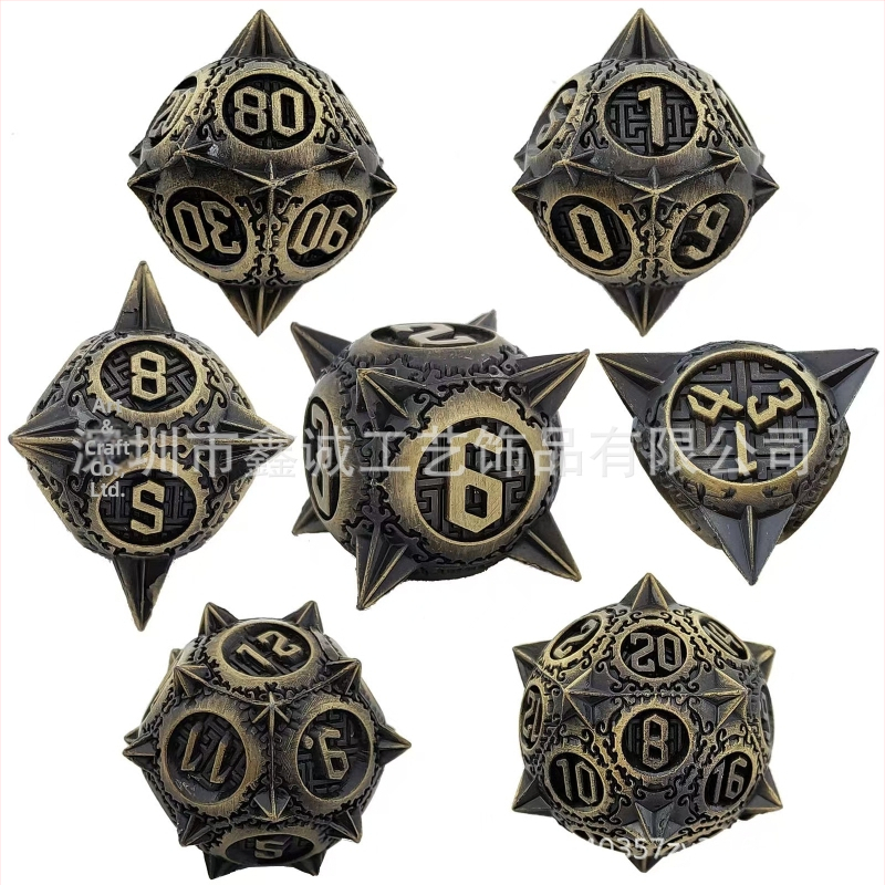 Kovový set hracích kociek pre D&D | zliatina zinku | 20-stranné kocky | značka Xincheng | set 100 kusov | možnosť prispôsobenia