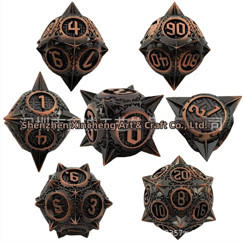 Kovový set hracích kociek pre D&D | zliatina zinku | 20-stranné kocky | značka Xincheng | set 100 kusov | možnosť prispôsobenia
