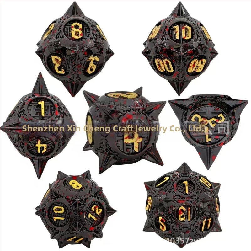 Kovový set hracích kociek pre D&D | zliatina zinku | 20-stranné kocky | značka Xincheng | set 100 kusov | možnosť prispôsobenia