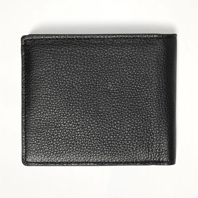 Novčanik s višestrukim džepovima za kartice, koža prvog sloja s lychee teksturom, metalni logo, kratki stil, poliester podstava, proljeće 2024