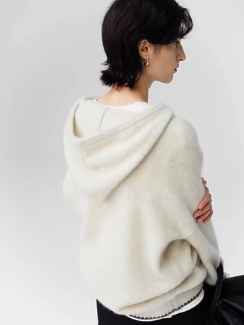 Ženski kapuljačasti džemper od debelog vuna, slobodan kroj, polu-zip, dugi rukavi, japansko-korejski ležerni stil