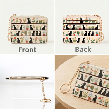 Женски монетник в японски стил с множество отделения за карти, PU материал, животински принт, марка Ditayst, урбан стил, ултра лек