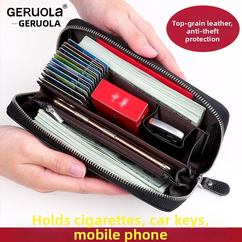 Muška kožna clutch torba s držačem kartica, Gerola, zaštita od krađe, podstava od poliester