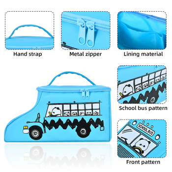 Torbica za šminku s motivom anime, poliester, torba s poklopcem, mrežasti unutarnji pretinac, zatvarač