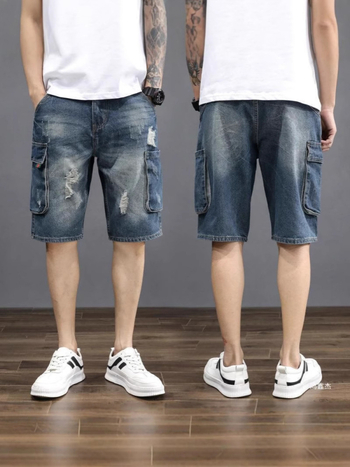 Muške traperice od denima, retro stil, ravni kroj, labavi kroj, duljina 5/4, 70% pamuka
