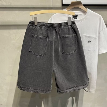 Tinejdžerske traper hlače za dječake, opuštena linija, kapri dužina, pamuk denim, ljeto, High Street stil