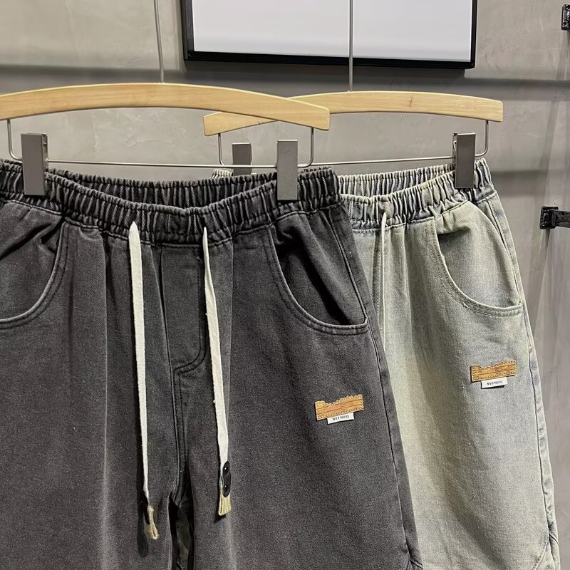 Tinejdžerske traper hlače za dječake, opuštena linija, kapri dužina, pamuk denim, ljeto, High Street stil