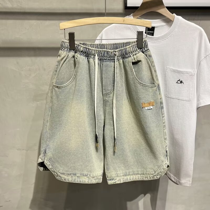 Tinejdžerske traper hlače za dječake, opuštena linija, kapri dužina, pamuk denim, ljeto, High Street stil