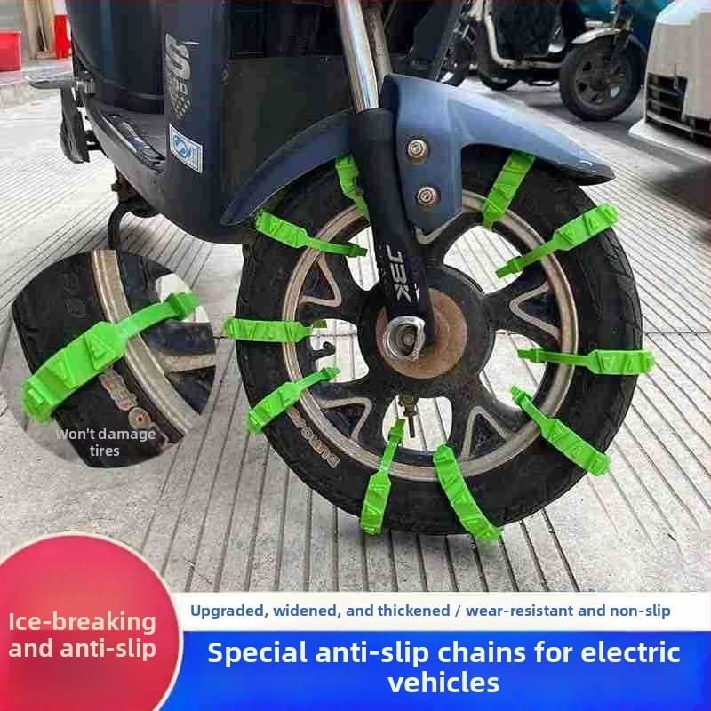 Set od 10 anti-kliznih lanaca i kabelskih zip-veza za električna vozila, debele i otporne na habanje, za motocikle i tricikle
