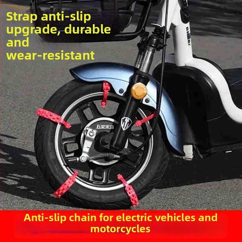 Set od 10 anti-kliznih lanaca i kabelskih zip-veza za električna vozila, debele i otporne na habanje, za motocikle i tricikle