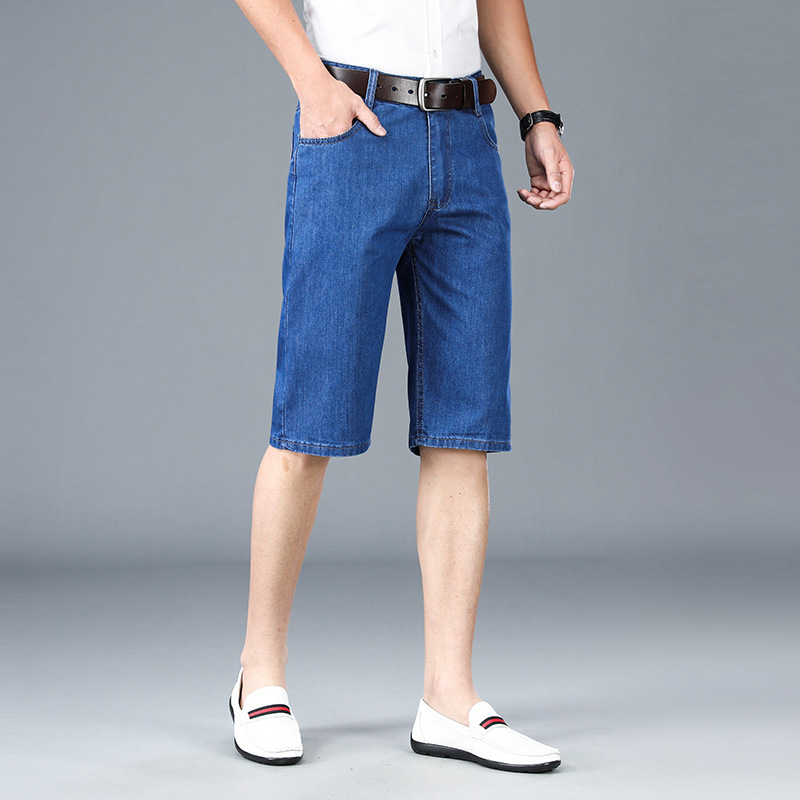 Мъжки памук-полиестер къси панталони, средна дължина, права кройка, летен сезон 2024, 72% памук / 26% полиестер / 2% полиуретанов еластичен влакна