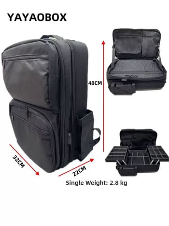 Szakmai fodrász utazó hátizsák csúszó fiókkal és állítható elválasztókkal, Oxford anyag, uniszex, cipzáras nyitás