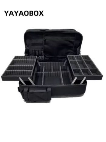 Szakmai fodrász utazó hátizsák csúszó fiókkal és állítható elválasztókkal, Oxford anyag, uniszex, cipzáras nyitás