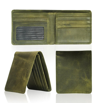 Férfi ultra vékony bi-fold pénztárca valódi bőrből, egyszínű, üzleti elit stílus