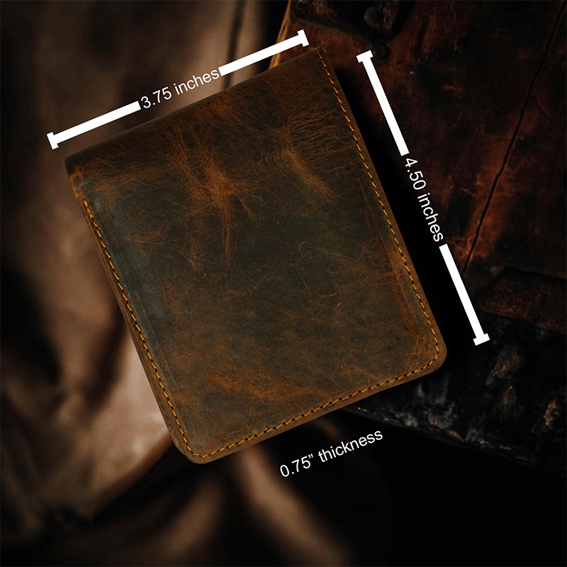 Férfi ultra vékony bi-fold pénztárca valódi bőrből, egyszínű, üzleti elit stílus