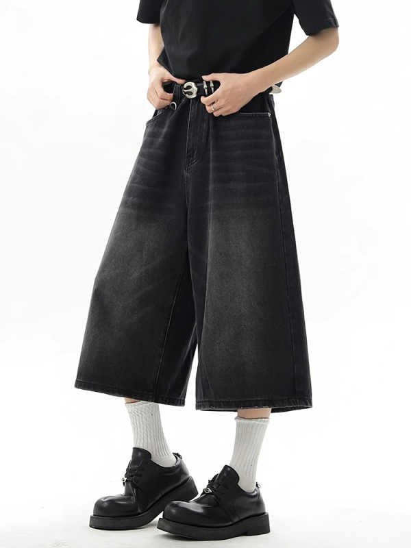 Muške cropped traperice, ravni kroj, sportski stil, pamuk 75%, ljeto 2025