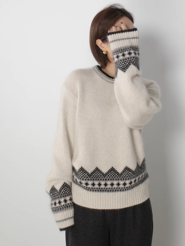 Runshi Дамски плетен пуловер с качулка от вълна, кръгло деколте, 95% вълна, нормална кройка