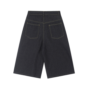 Uniszex pamut-denim rövidnadrág, mikroelasztikus, egyenes szabás, utcai stílus, nyár 2025