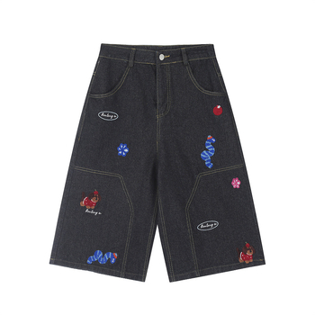 Uniszex pamut-denim rövidnadrág, mikroelasztikus, egyenes szabás, utcai stílus, nyár 2025