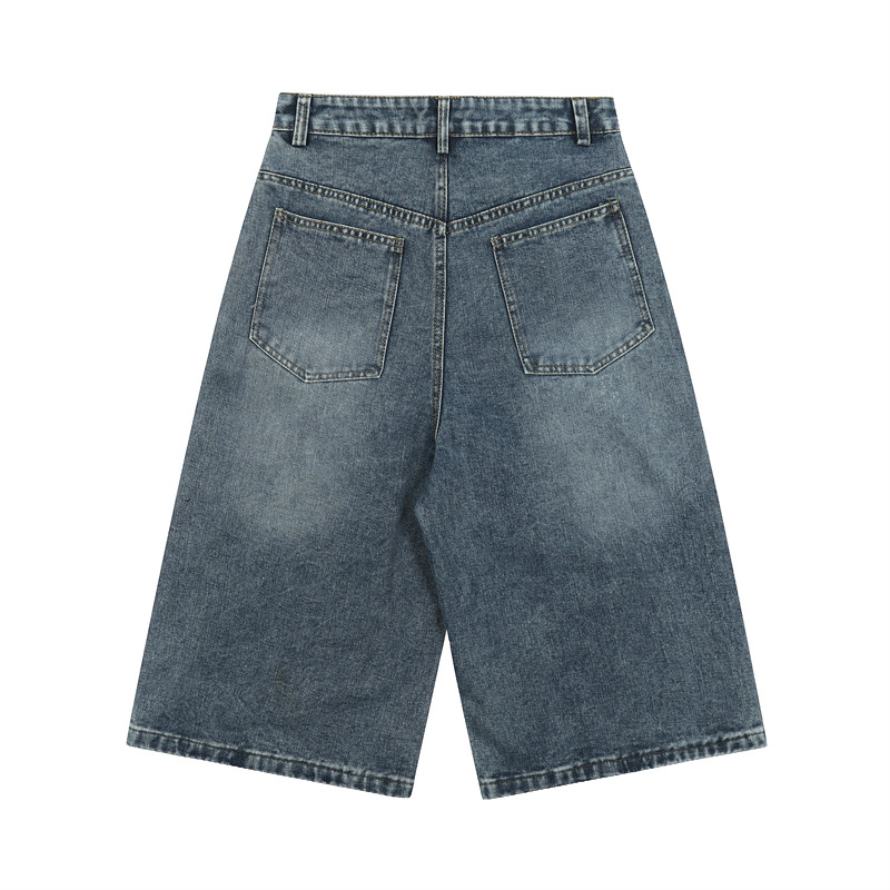 Uniszex pamut-denim rövidnadrág, mikroelasztikus, egyenes szabás, utcai stílus, nyár 2025