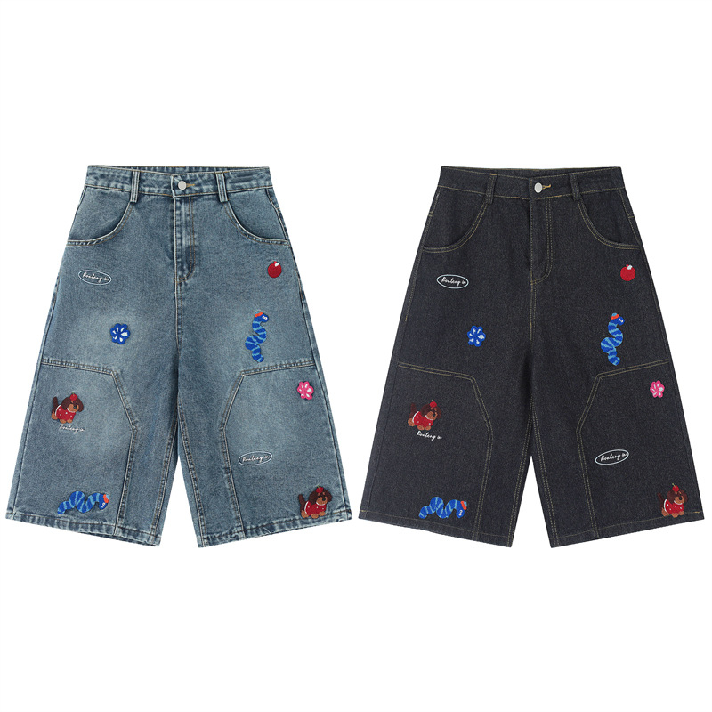 Uniszex pamut-denim rövidnadrág, mikroelasztikus, egyenes szabás, utcai stílus, nyár 2025