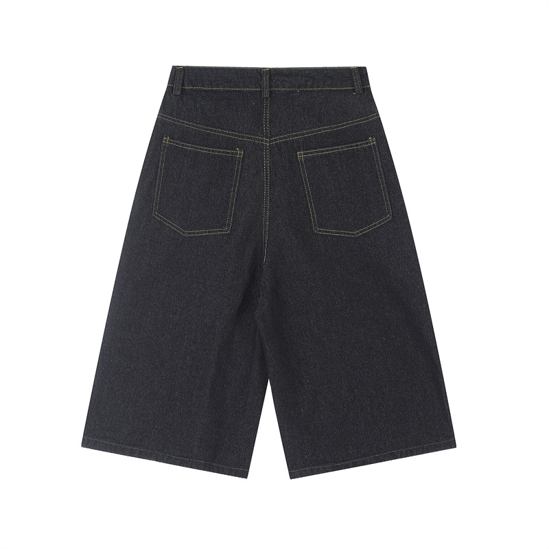 Uniszex pamut-denim rövidnadrág, mikroelasztikus, egyenes szabás, utcai stílus, nyár 2025