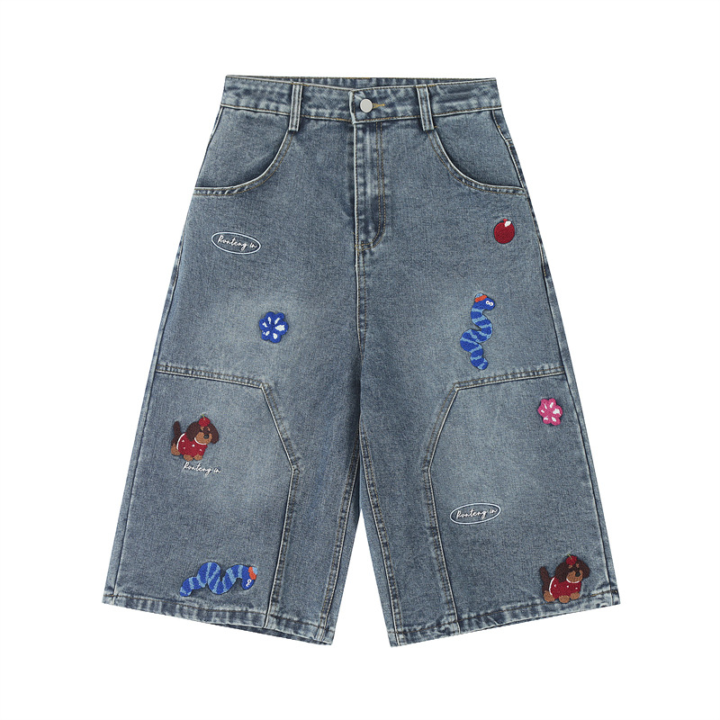 Uniszex pamut-denim rövidnadrág, mikroelasztikus, egyenes szabás, utcai stílus, nyár 2025