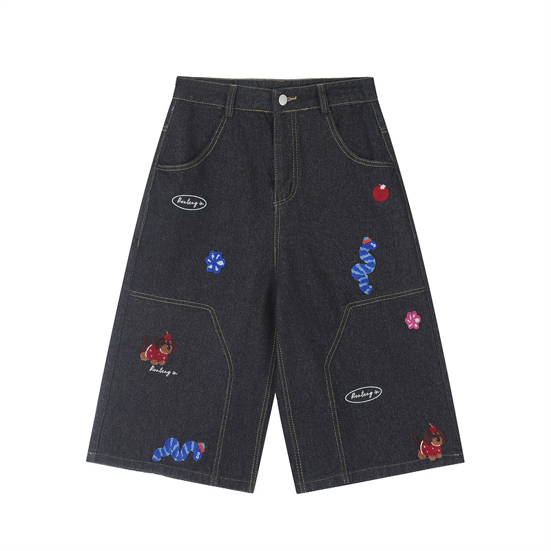 Uniszex pamut-denim rövidnadrág, mikroelasztikus, egyenes szabás, utcai stílus, nyár 2025