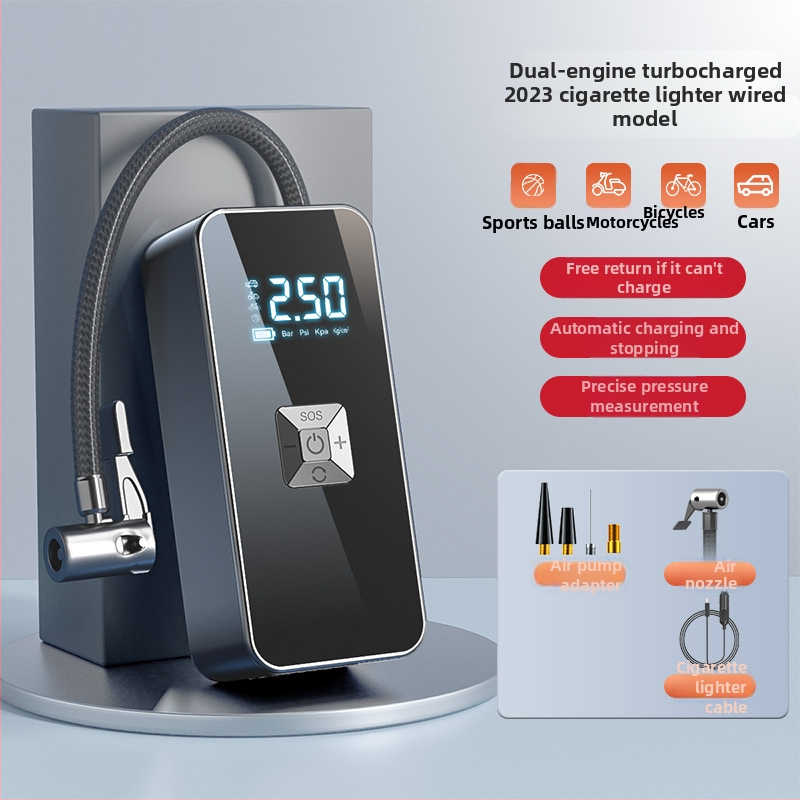 Bežična prijenosna automobilska pumpa s digitalnim zaslonom, USB punjenje, protok zraka 35 L/min, snaga ispod 80 W, težina 465 g