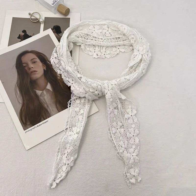 Trojkutni šal od pamuka s hollow crochet čipkom, warp-knit tkanina, zaštita od prašine, za sve sezone