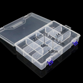 Αποσπώμενο διαφανές πλαστικό δοχείο αποθήκευσης με 10 θήκες, διαχωριστικά και καπάκι με διπλό κλείσιμο για εξαρτήματα εργαλείων