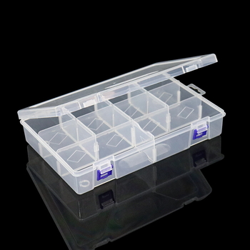 Αποσπώμενο διαφανές πλαστικό δοχείο αποθήκευσης με 10 θήκες, διαχωριστικά και καπάκι με διπλό κλείσιμο για εξαρτήματα εργαλείων