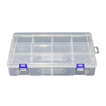 Αποσπώμενο διαφανές πλαστικό δοχείο αποθήκευσης με 10 θήκες, διαχωριστικά και καπάκι με διπλό κλείσιμο για εξαρτήματα εργαλείων