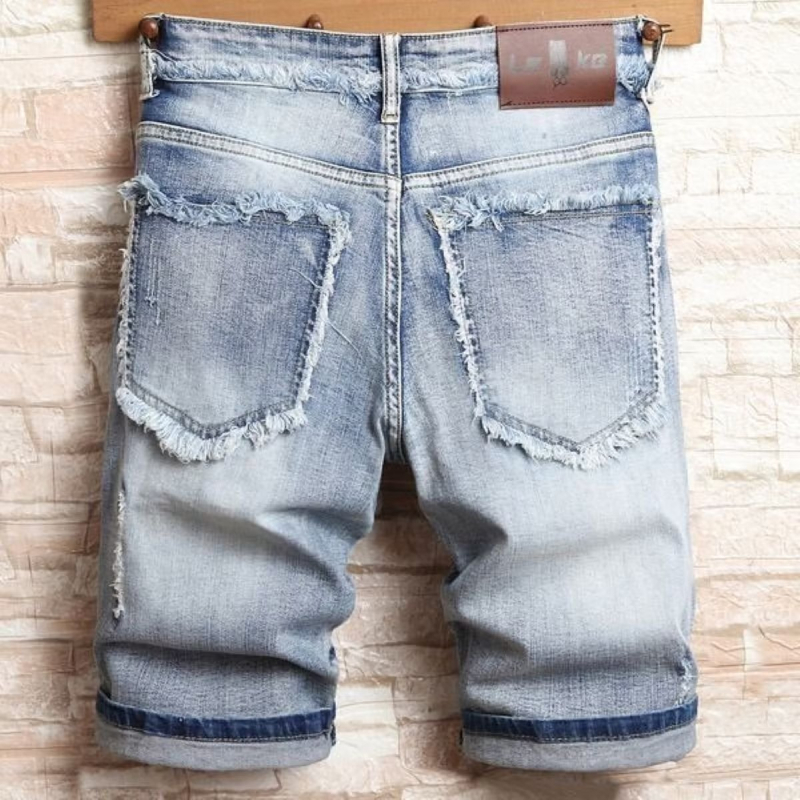 Traper kratke hlače s rupama i zakrpama, ulični stil, slim-fit, ravni kroj