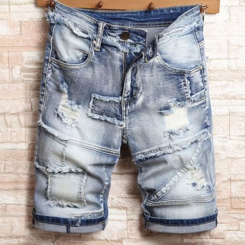 Traper kratke hlače s rupama i zakrpama, ulični stil, slim-fit, ravni kroj