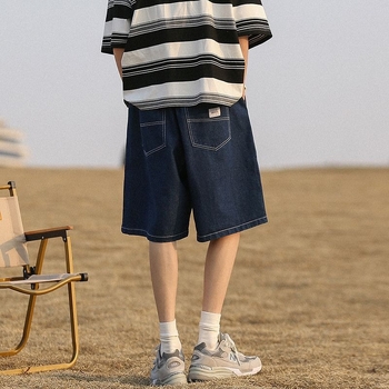 Muške traper šorc u japanskom retro stilu – labav ravni kroj, srednji struk, zatvarač