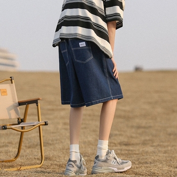 Muške traper šorc u japanskom retro stilu – labav ravni kroj, srednji struk, zatvarač