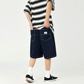 Muške traper šorc u japanskom retro stilu – labav ravni kroj, srednji struk, zatvarač