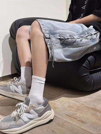 Férfi denim rövidnadrág, utcai stílus, nehéz denim, egyenes szabás, capri hossz, 100% pamut, nyár 2025